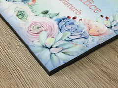 Add Your Own Text to Floral Blue Sign in Wood or Metal