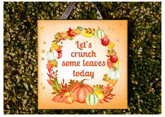 Add your own text to our Autumn Harvest Bespoke Square Metal or Wood Sign Handmade at www.honeymellow.com