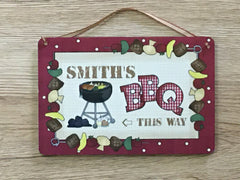 BBQ THIS WAY Personalised sign