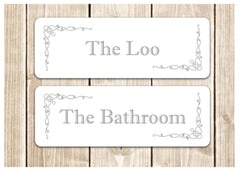 Bespoke Bathroom and Room Plaques: Silver Design at Honeymellow
