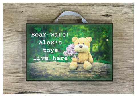 Add Your Text to Bear Sign: Custom-Made Personalised Wood or Metal Plaque