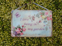 I'm in the Garden Butterfly Rustic Sign  + Add Your Own Text from Honeymellow