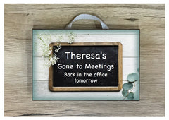 Personalised Chalkboard effect sign for quotes and messages.  Hanging custom-made sign from www.honeymellow.com