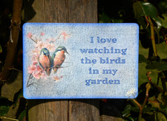 I love watching the birds in my garden hanging vintage sign at Honeymellow
