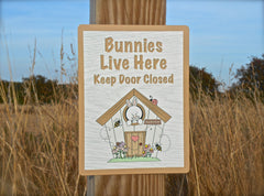 Bunnies live here custom-made handmade metal or wood sign at Honeymellow.com