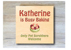 MAPLE WOOD Cupcake Baking Square Sign: Bespoke Personalised Wall Plaque