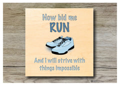 Running quote personalised hanging rustic maple wood sign at Honeymellow
