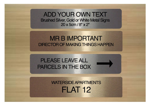 Personalise Medium 20x5cm / 8x2" Blank Silver, Gold & White Signs