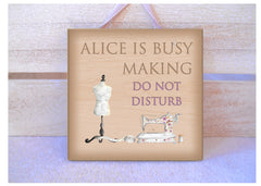 Add text to Craft or Sewing Room Door Sign in Wood or Metal at www.honeymellow.com