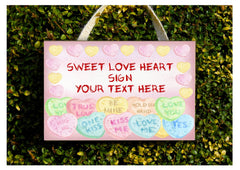 Add your text to blank love heart metal or wood signs: handmade at www.honeymellow.com