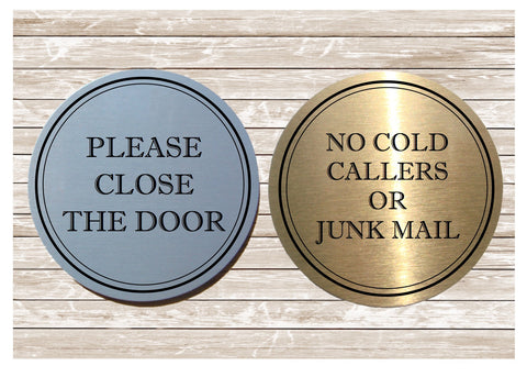ROUND Close the Door, No Junk Mail, No Cold Callers & Ring the Bell Silver or Gold Vital Signs