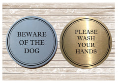 Please ring the bell. No junk mail. No cold callers. Close the door: brushed silver vital sign: custom made at Honeymellow