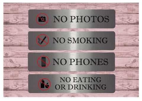Vital Signs: No Photos, Smoking, Phones or Eating and Drinking Silver Signs
