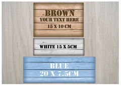 Wood Effect Shabby Chic Metal Plaques for Personalization at Honeymellow