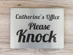 Do Not Disturb / Please Knock Reversible Personalised Hanging Metal Signs for Shops, Restaurants, Business at www.honeymellow.com
