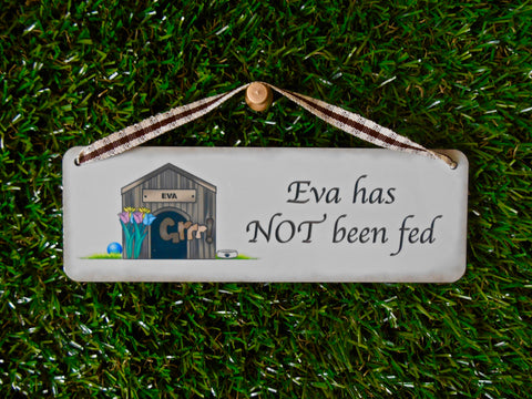 Dog has been fed/Not Fed Reversible Rustic Personalised Sign