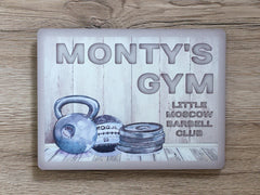 Cream Rustic Personalised Gym Fitness Studio Sign Custom Made at www.honeymellow.com