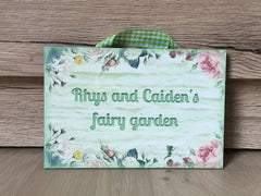 Add Your Own Text to our Fairy Garden Blank Sign in Wood or Metal