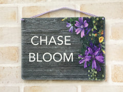 Add Text to our Lilac Flowers Wood Effect Blank Sign in Wood or Metal