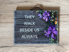 Add Text to our Lilac Flowers Wood Effect Blank Sign in Wood or Metal
