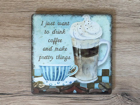 Coffee Quote Custom Made Hanging Personalised Sign in Wood or Metal - Add Own Text Option