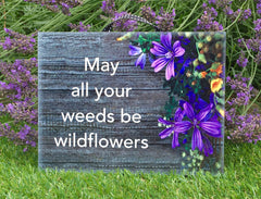 Add Text to our Lilac Flowers Wood Effect Blank Sign in Wood or Metal