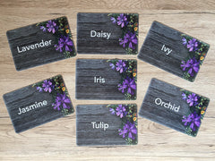 Add Text to our Lilac Flowers Wood Effect Blank Sign in Wood or Metal