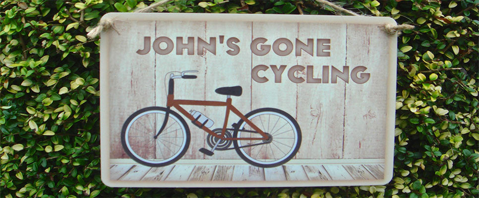 Gone Cycling personalised sign at Honeymellow