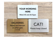 Add Your Own Text Blank Metal Signs in Silver, Gold & White: Small and Large Sizes