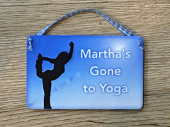 Yoga Wood or Metal Sign: Personalised Blue Plaque