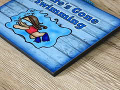Gone Swimming Hanging Sign