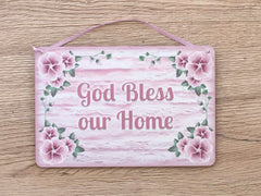 Double-Sided Blank Hanging Reversible Metal Signs in Floral Designs: Add Your Text