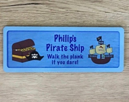 Personalised Pirate Ship Bedroom Door Sign
