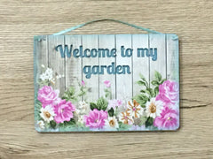 Double-Sided Blank Hanging Reversible Metal Signs in Floral Designs: Add Your Text