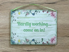 Double-Sided Blank Hanging Reversible Metal Signs in Floral Designs: Add Your Text