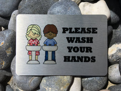 Please Wash Your Hands Metal Sign in Gold, Silver or White: Child Design