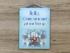 Double-Sided Blank Hanging Reversible Metal Signs in Floral Designs: Add Your Text