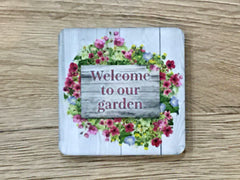 Add Your Own Text to Floral Grey Wood Effect Sign in Wood or Metal