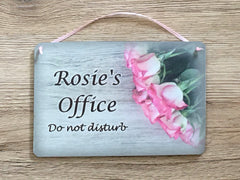 Add Text to our Rose Wood Effect Blank Sign in Wood or Metal