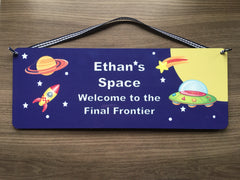Outer Space Bedroom Door Sign with Personalised Option