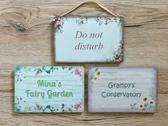 Double-Sided Blank Hanging Reversible Metal Signs in Floral Designs: Add Your Text