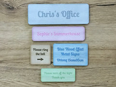 Add Your Own Text Blank Rustic Wood Effect Coloured Metal Signs: Various Sizes