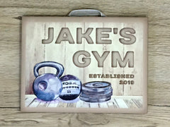 Gym Room Personalised Cream Rustic Fitness Studio Metal or Wood Sign