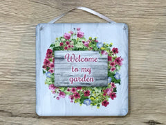 Add Your Own Text to Floral Grey Wood Effect Sign in Wood or Metal