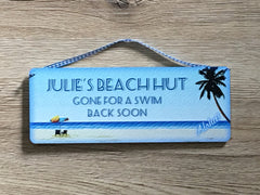 Blue Beach Signs: Add Your Own Text to our Wood or Metal Plaque