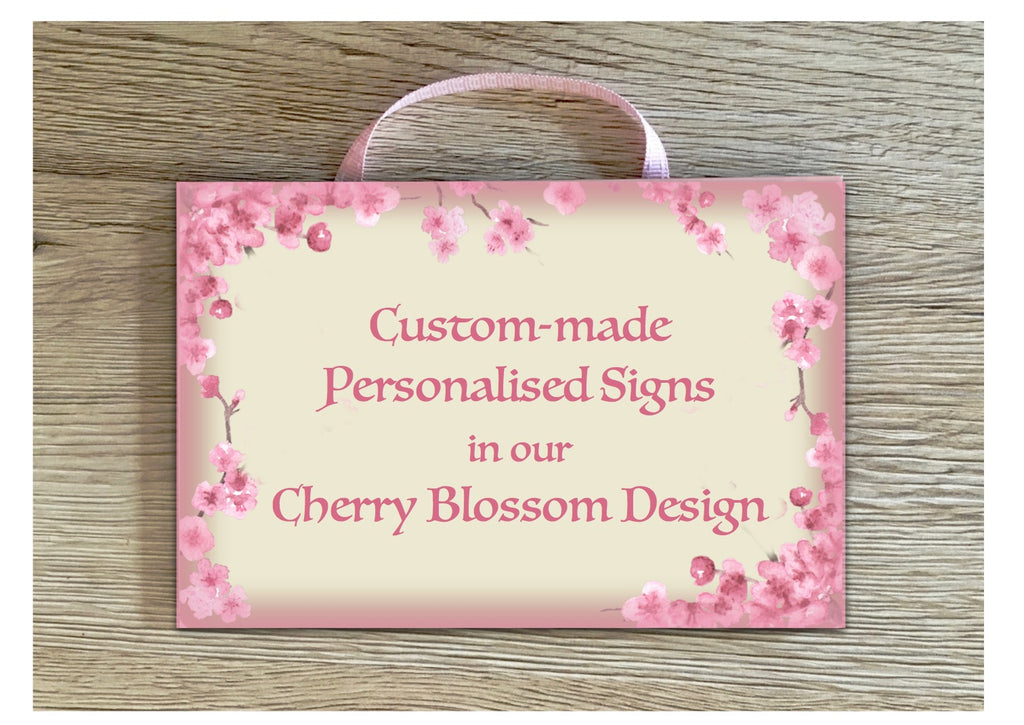 Add your own text to our blossom personalised custom-made sign handmade at Honeymellow
