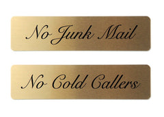 No Junk Mail Cold Callers Door Letterbox Sign: Buy Online at Honeymellow