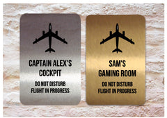 Aeroplane Silver, Gold or White Door Sign for Bedroom or Gaming Room Custom-made at www.honeymellow.com