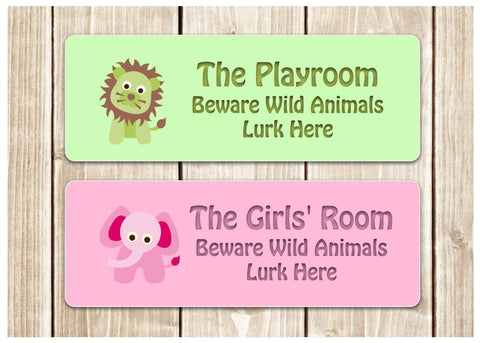 Personalised Animal Bedroom Door Sign: Small or Large Sizes