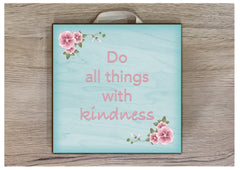 Add Your Own Text to Aqua Floral Designed Sign at Honeymellow.com